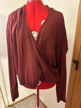 Women's Wrap-Front Hoodie Sweatshirt - Deep Burgundy